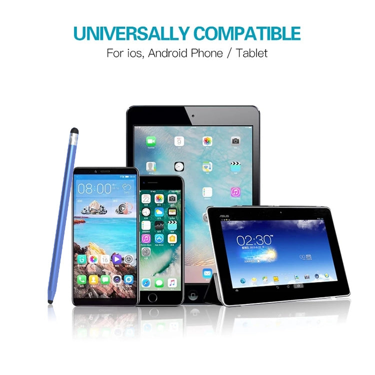 Universal Two-end Rubber Nibs Capacitive Stylus Pen with Magnetic Cap (Blue)