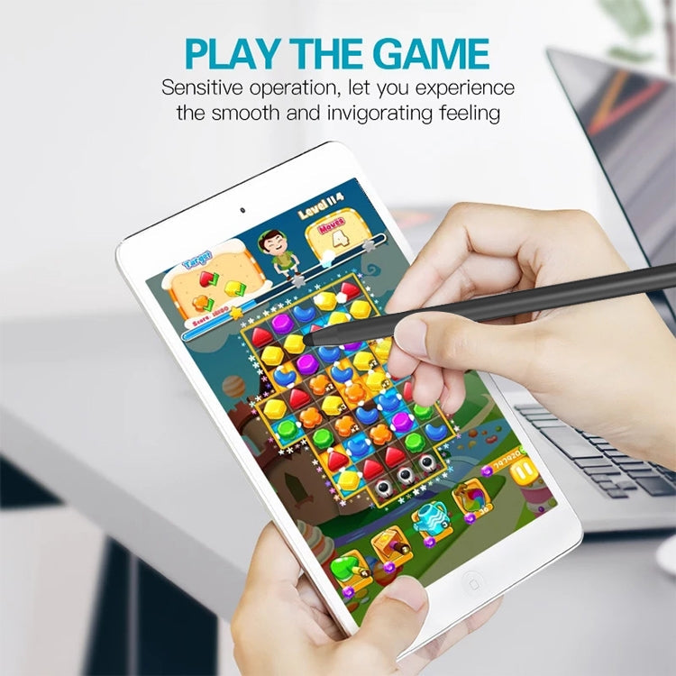 Universal Two-end Rubber Nibs Capacitive Stylus Pen with Magnetic Cap (Black)