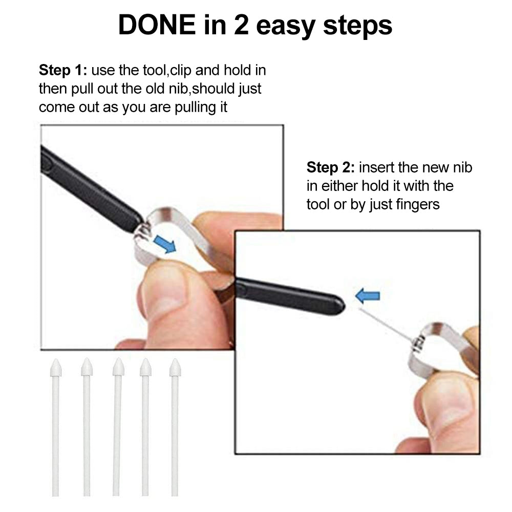 6 in 1 Universal Stylus Pen Replacement Pencil Tips For Samsung Galaxy Tab S8 / S7 / S6 / Galaxy Note20 / Note10 / S23 Ultra / S22 Ultra(Black)