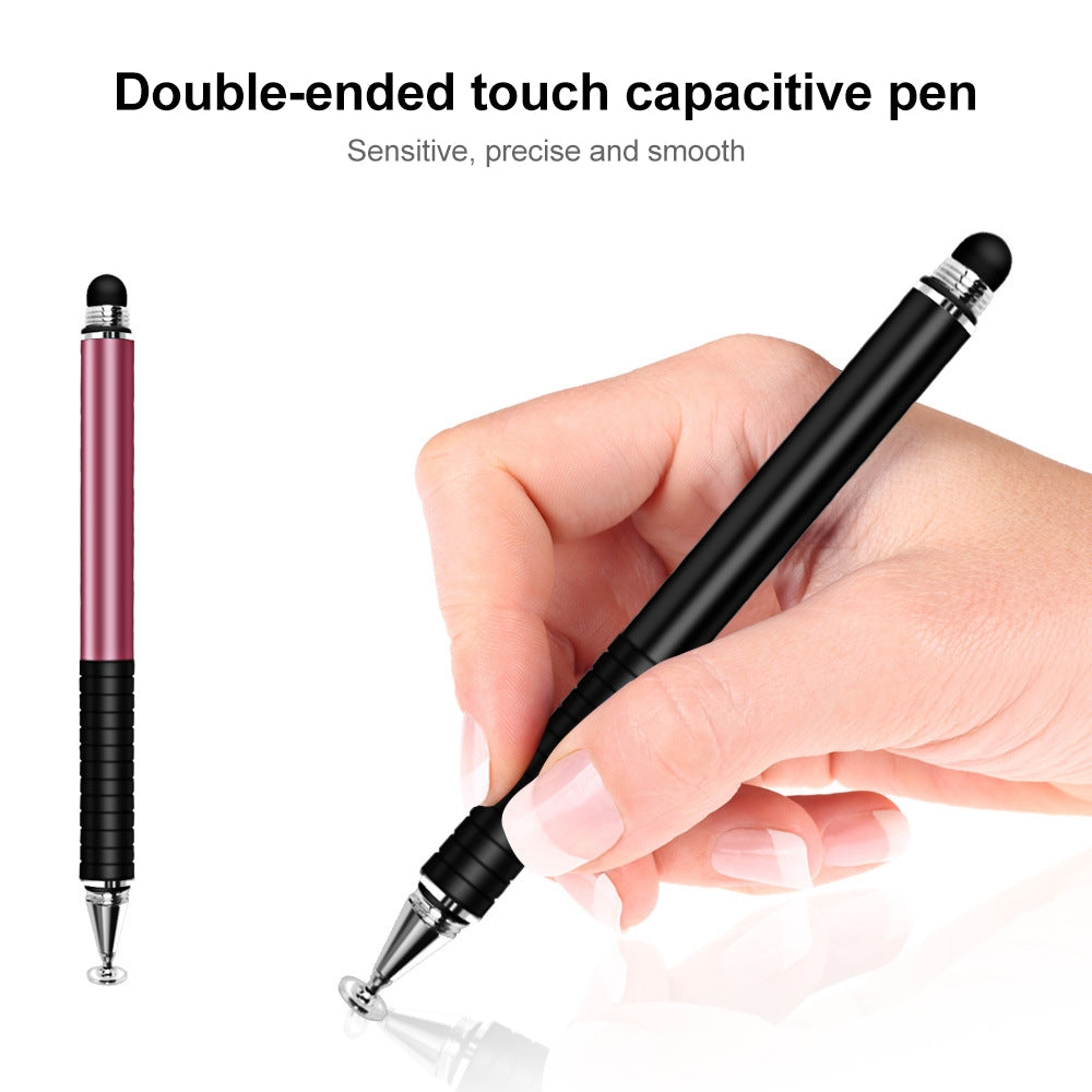 Suction Cup Dual Touch 2-in-1 Metal Capacitive Stylus Pen (Black)