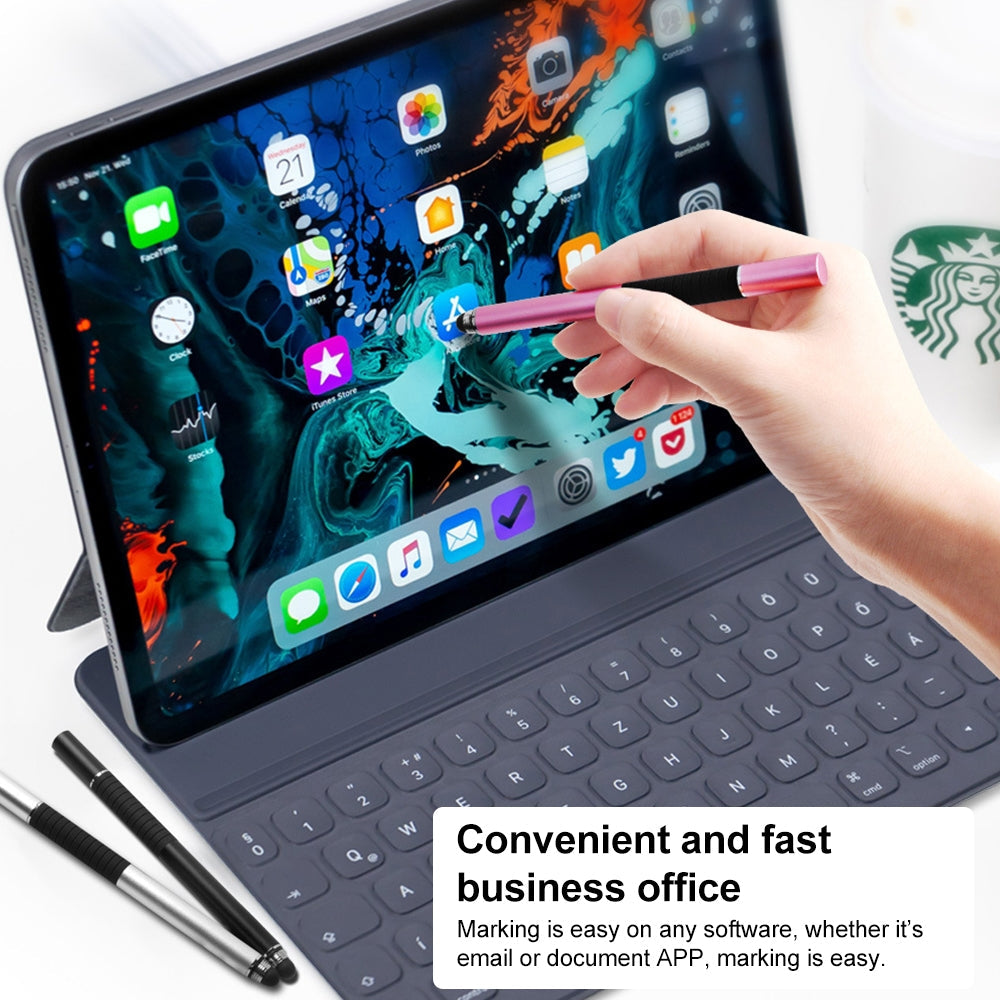 Suction Cup Dual Touch 2-in-1 Metal Capacitive Stylus Pen (Pink)