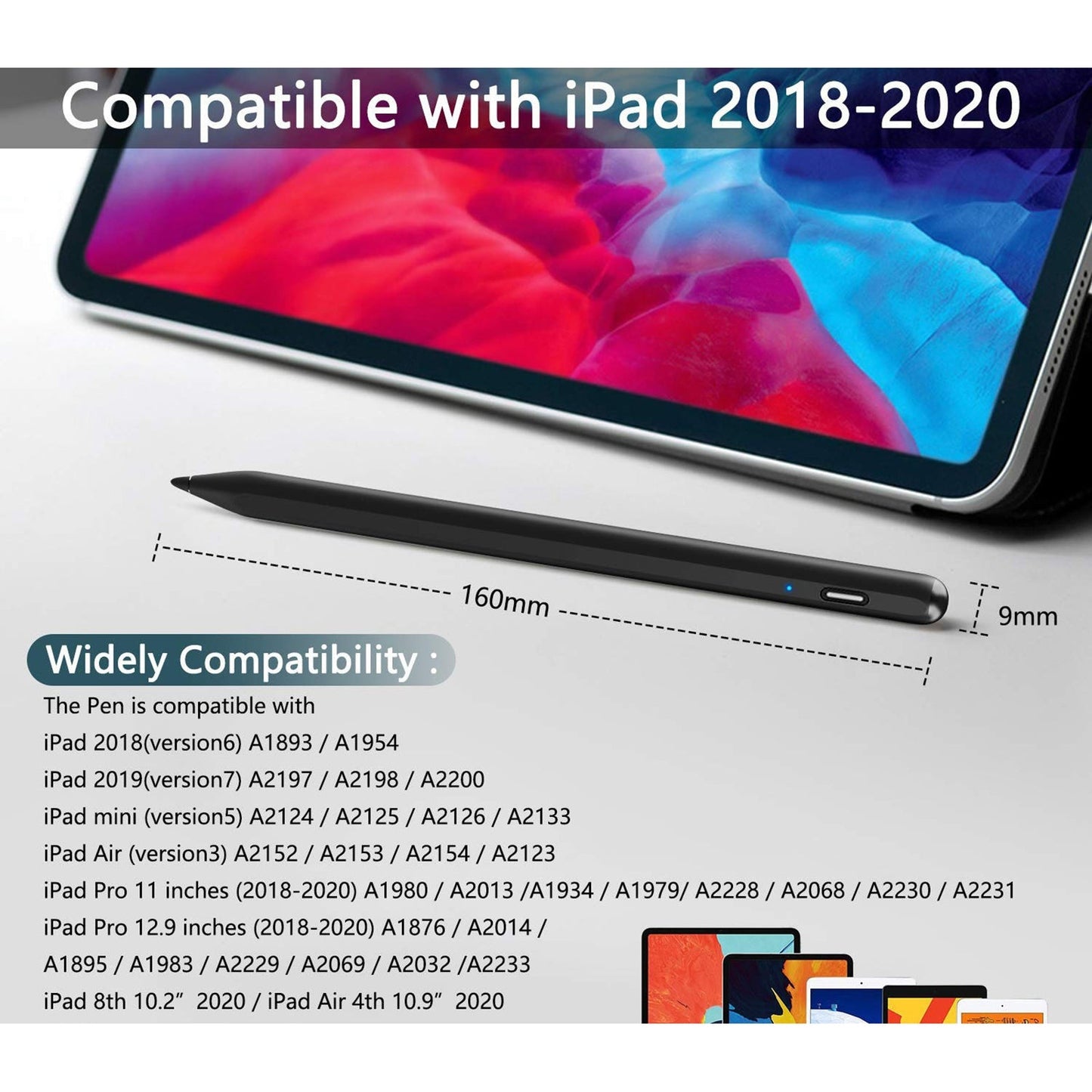 YP0016 Anti-mistouch Magnetic Capacitive Stylus Pen for iPad (Black)