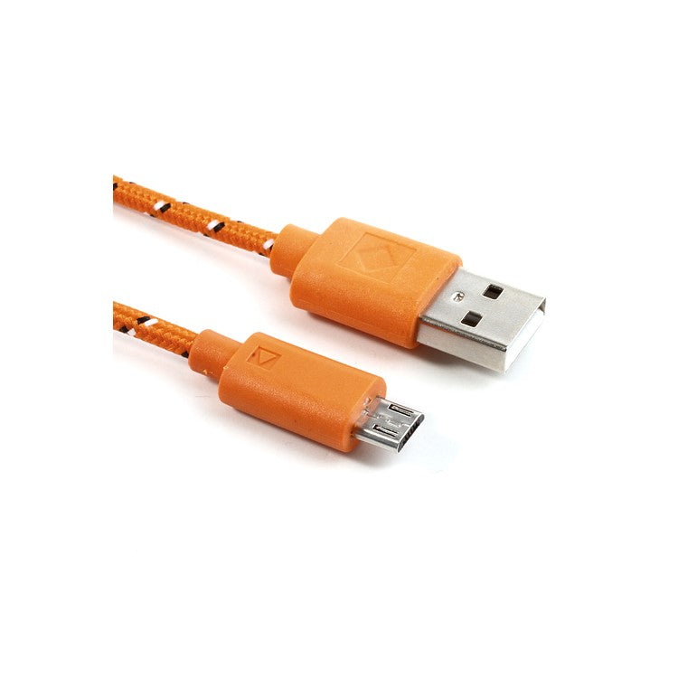 3M Nylon Woven MicroUSB Data Charger Cable for Samsung HTC LG Nokia Sony etc - Orange