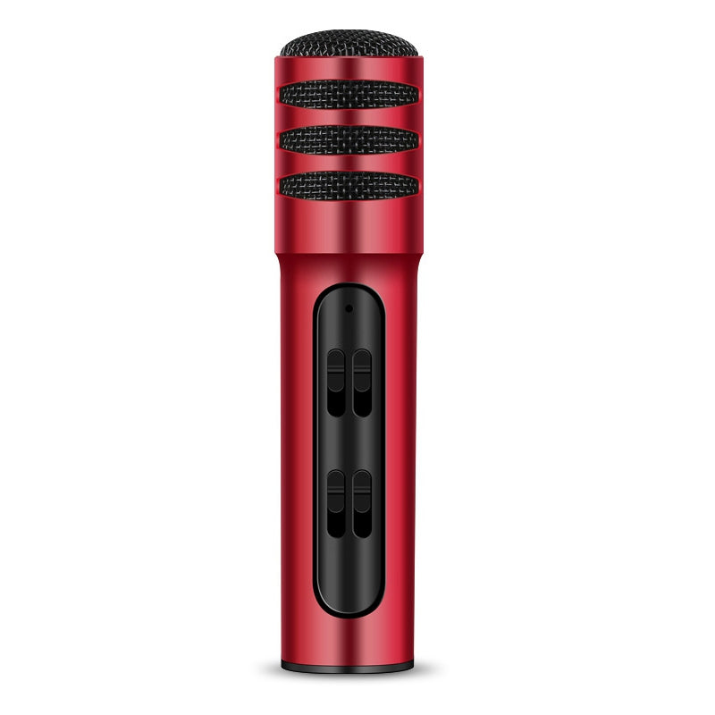 BGN-C7 Condenser Microphone Dual Mobile Phone Karaoke Live Singing Microphone Built-in Sound Card(Red)