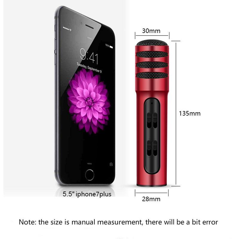 BGN-C7 Condenser Microphone Dual Mobile Phone Karaoke Live Singing Microphone Built-in Sound Card(Red)