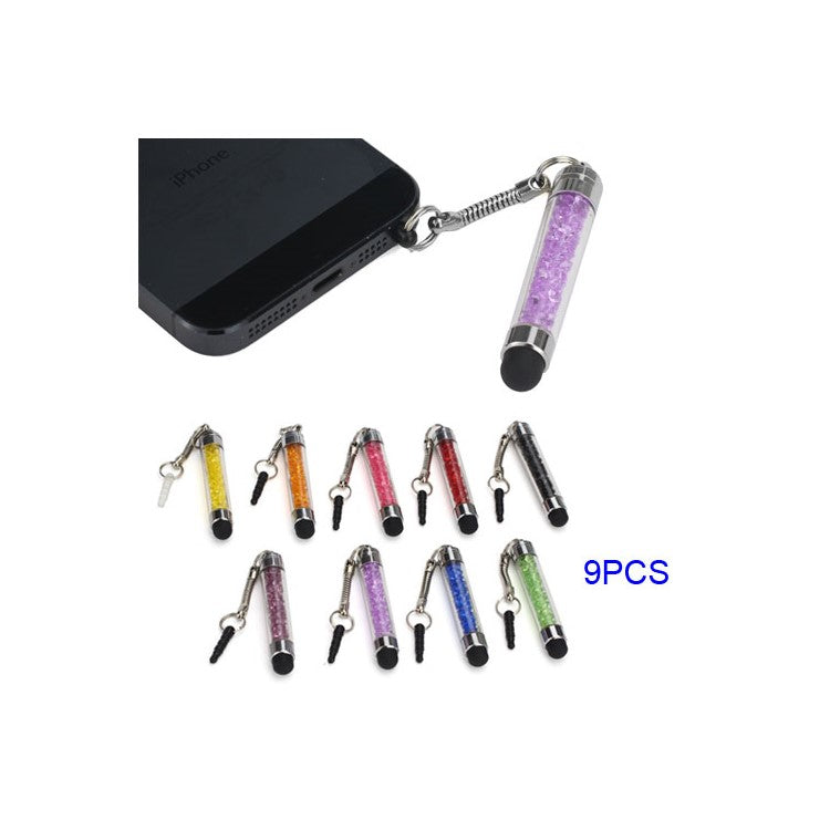 9PCS Rhinestones Inlaid Capacitive Stylus Touch Pen for iPhone 5 iPad Mini iPad 4 Samsung Nokia HTC