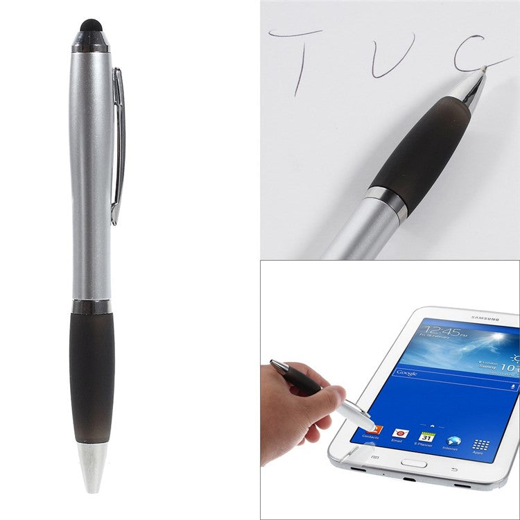 2-in-1 Capacitive Screen Stylus Touch Pen + Ballpoint Pen for iPhone iPad Samsung Sony HTC etc - Black
