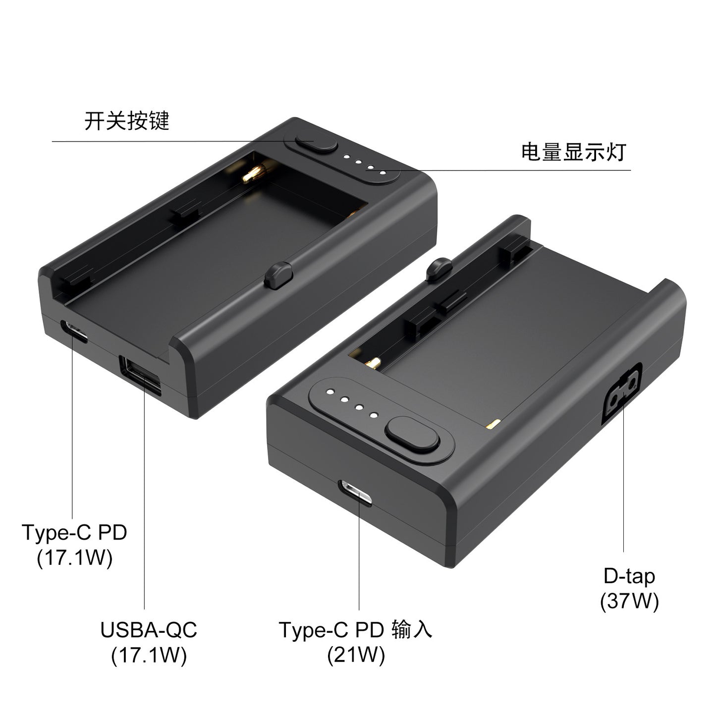 NP-F01 Camera Battery Charger Multi-functional Adapter for F550/F750/F970 NP-F Batteries 22W Bi-directional Quick Charger with Type-C PD Input & Output/ USB-A & D-TAP Outputs