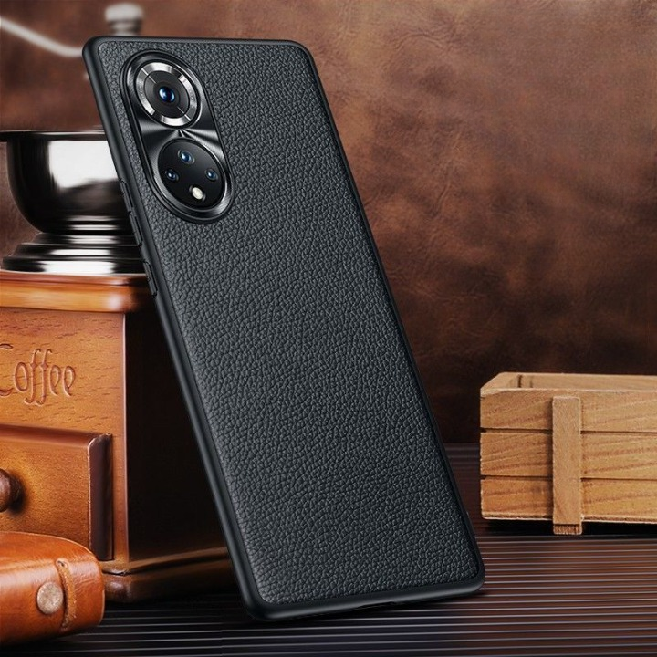 Applicable to Honor 50 mobile phone case litchi grain genuine leather metal full lens anti-fall