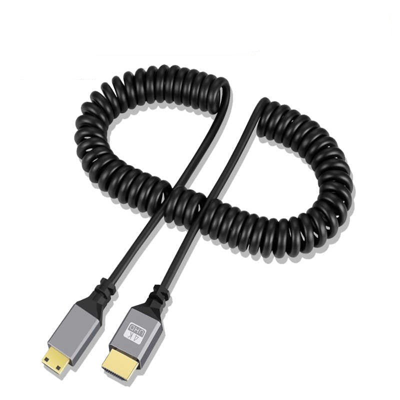 HD-036-RI Mini HDMI 1.4 Male to HDMI Male Cable Ultra HD 4K 60Hz straight Stretch Coiled Cord