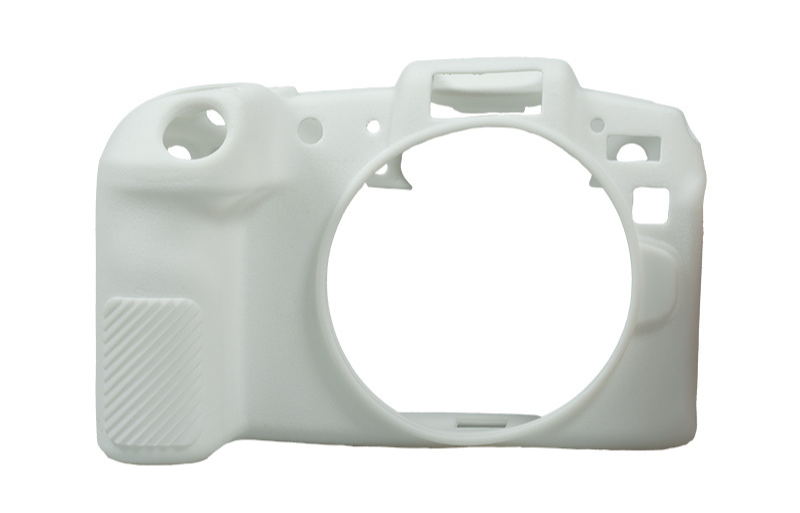 For Canon Camera EOS R8 Litchi Pattern Silicone Case Protective Shell Body Protection Accessories(White)