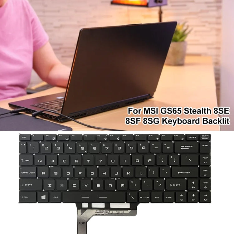 US Version Laptop Keyboard with Backlight for MSI GS65 / GS65VR / MS-16Q2 / Stealth 8SE /8SF / 8SG /Thin 8RE / Thin 8RF (Black)