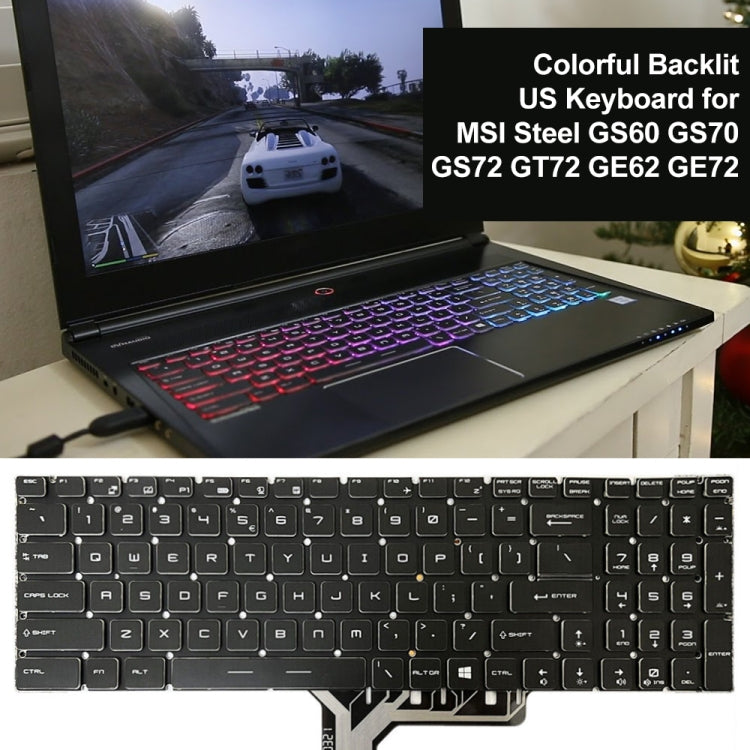US Version Colorful Backlight Laptop Keyboard for MSI Steel GS60 / GS70 / GS72 / GT72 / GE62 / GE72 / GS73V