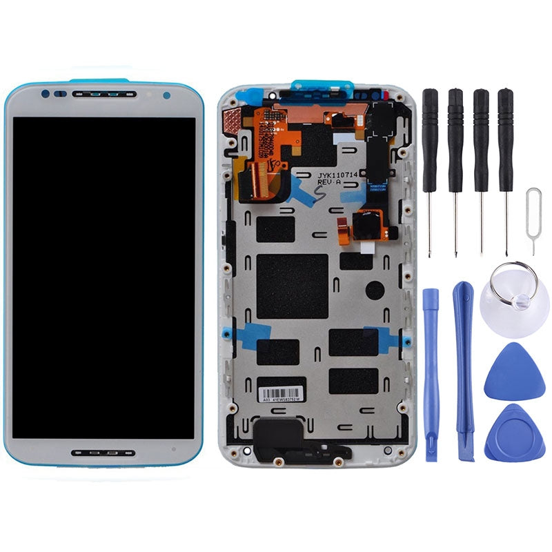 OEM LCD Screen for Motorola Moto X2 / XT1092 / XT1095 / XT1096 / XT1097 Digitizer Full Assembly with Frame(White)