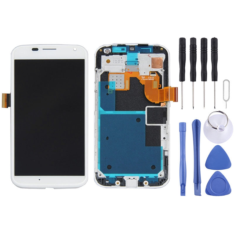 OEM LCD Screen for Motorola Moto X / XT1050 / XT1052 / XT1055 / XT1058 / XT1060 Digitizer Full Assembly with Frame(White)