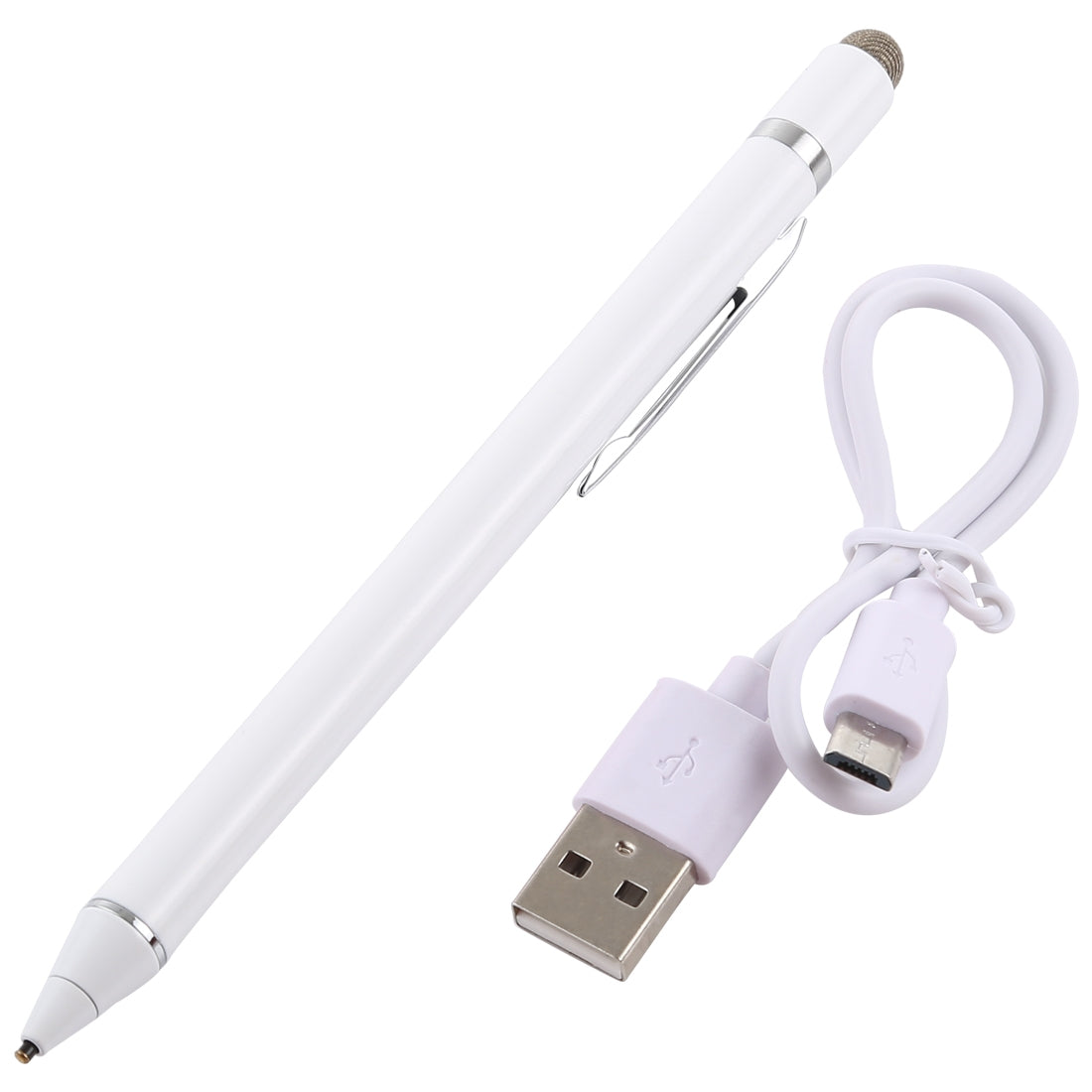 1.5-2.3mm Rechargeable Capacitive Touch Screen Active Stylus Pen(White)