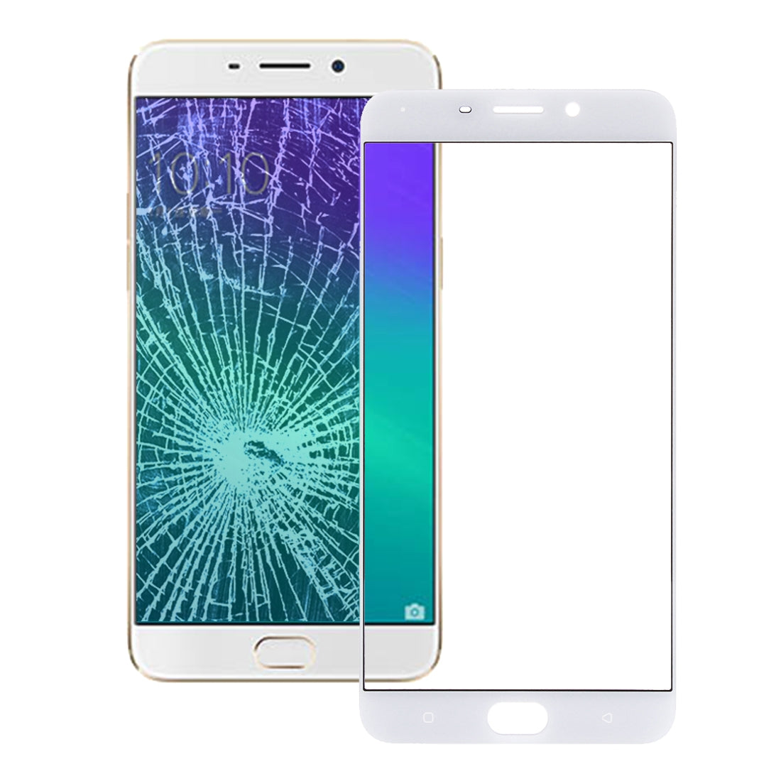 For OPPO R9 Plus Front Screen Outer Glass Lens (White)