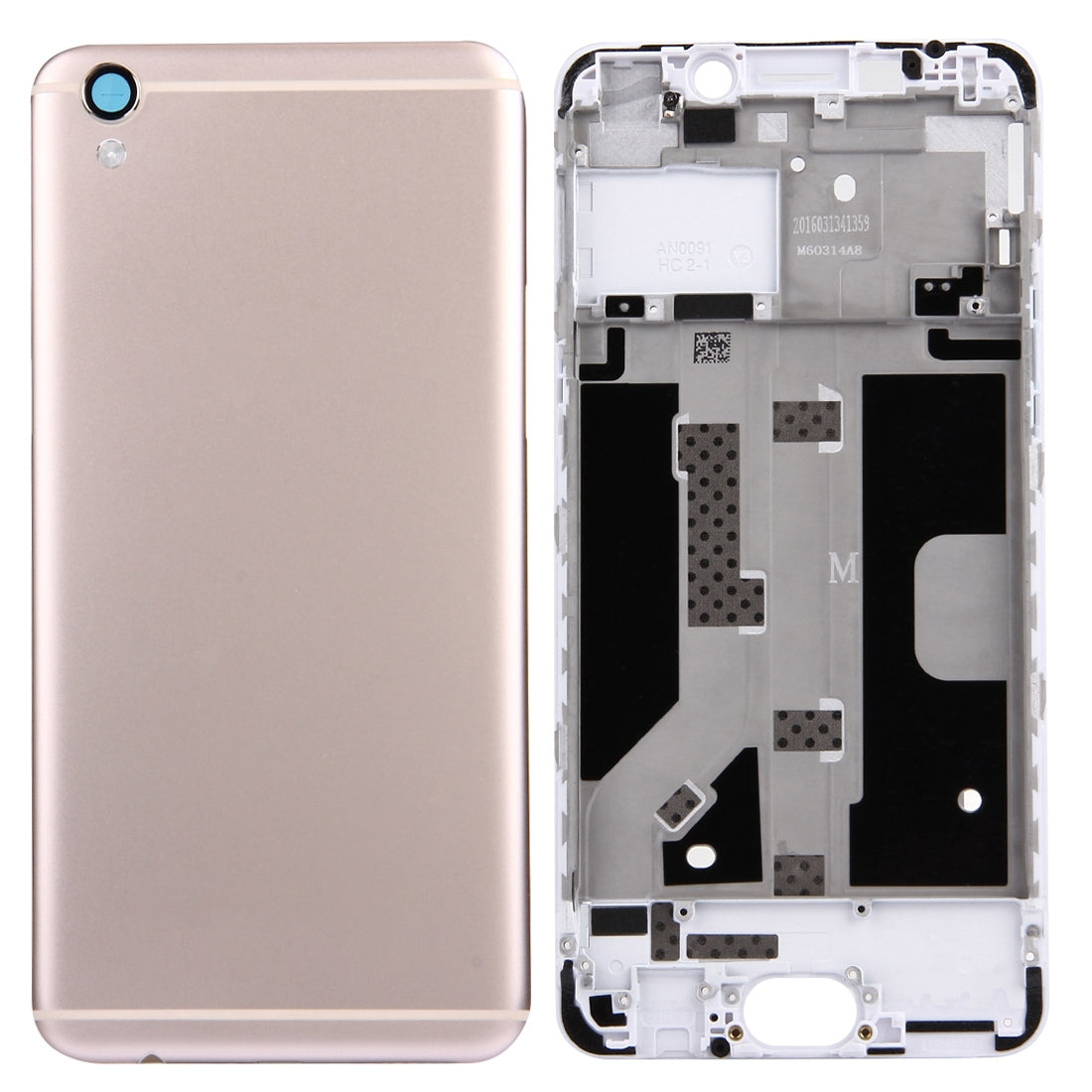 For OPPO R9 / F1 Plus Battery Back Cover + Front Housing LCD Frame Bezel Plate (Gold)