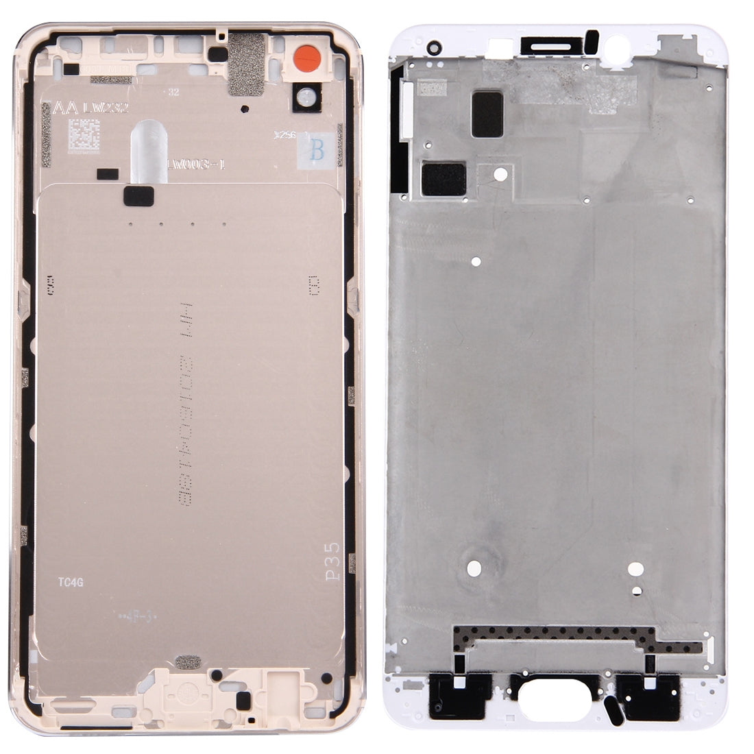 For OPPO R9 Plus Battery Back Cover + Front Housing LCD Frame Bezel Plate (Gold)