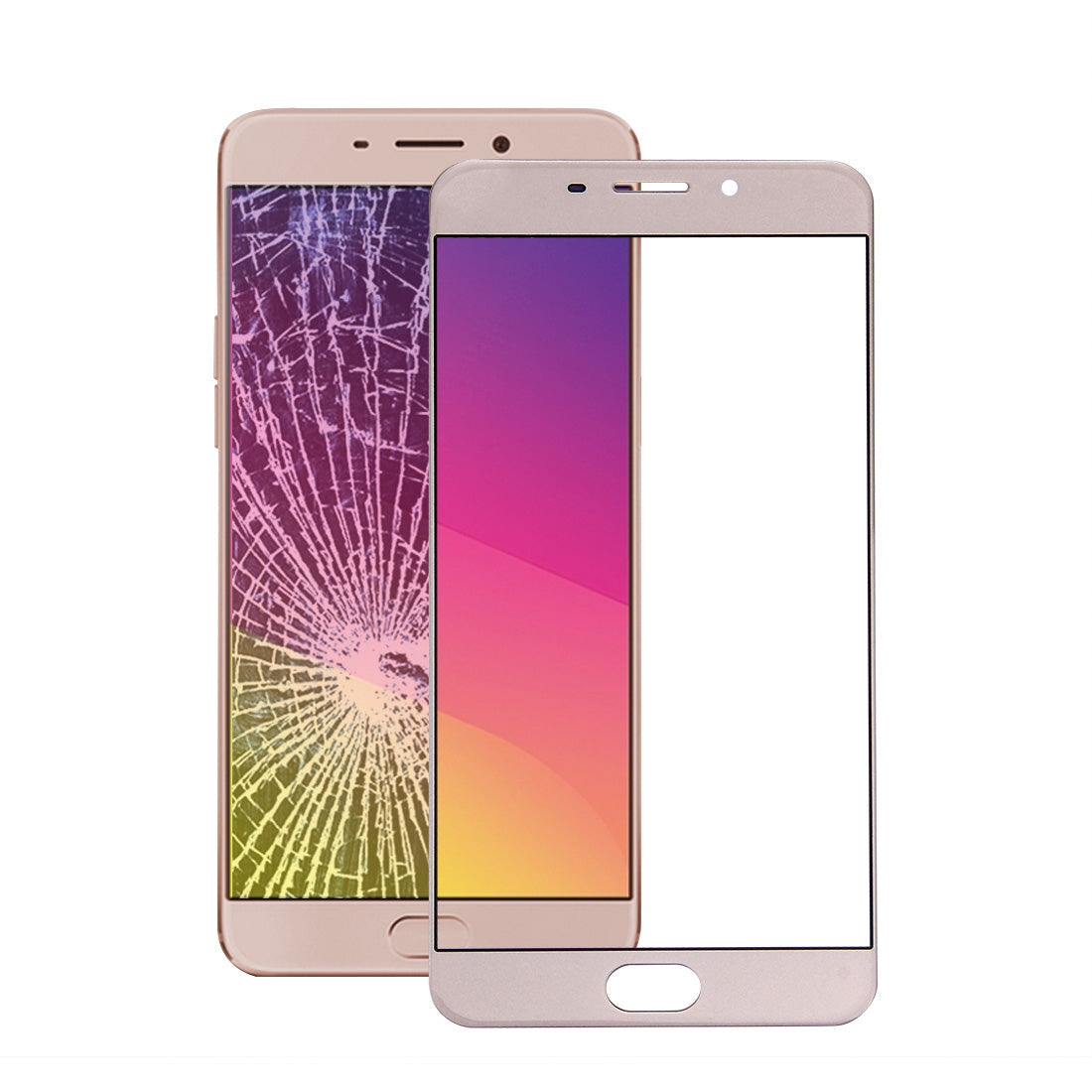 For OPPO R9 / F1 Plus Front Screen Outer Glass Lens (Gold)
