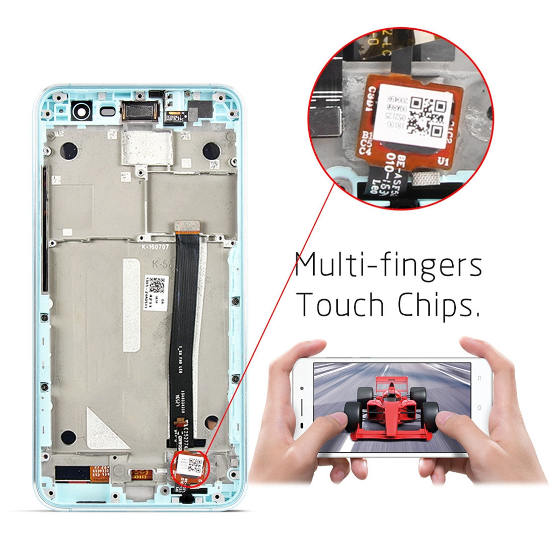 OEM LCD Screen for Asus ZenFone 3 ZE520KL Z017D Z017DA Z017DB Digitizer Full Assembly with Frame?Baby Blue)