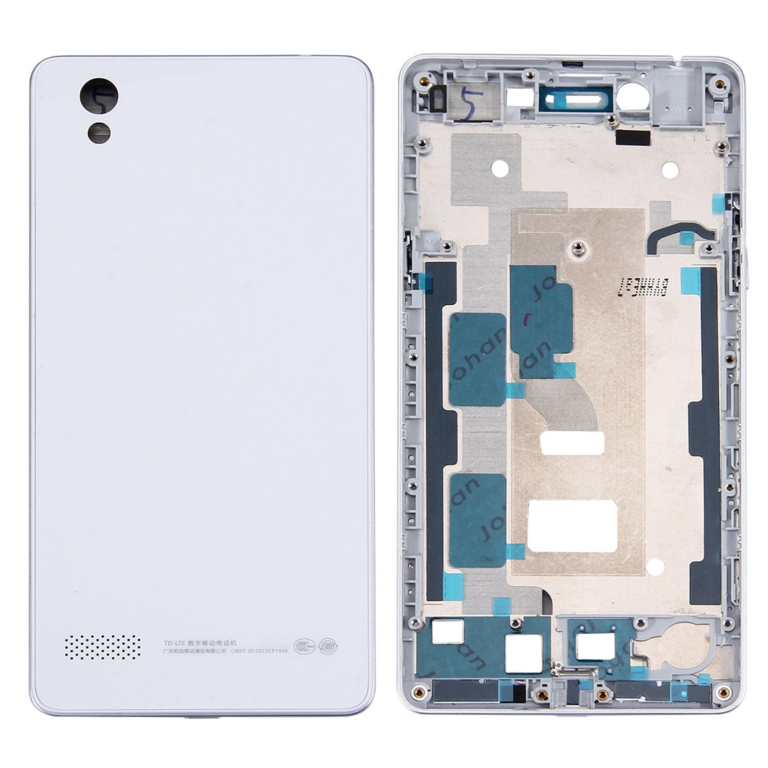 For OPPO A51 Battery Back Cover + Front Housing LCD Frame Bezel Plate (White)