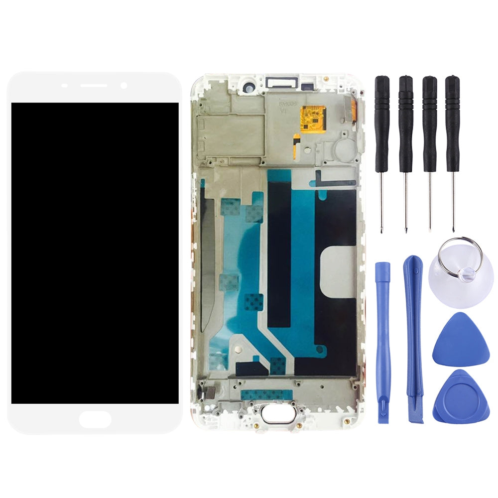 TFT LCD Screen for OPPO R9 Plus Digitizer Full Assembly with Frame (White)