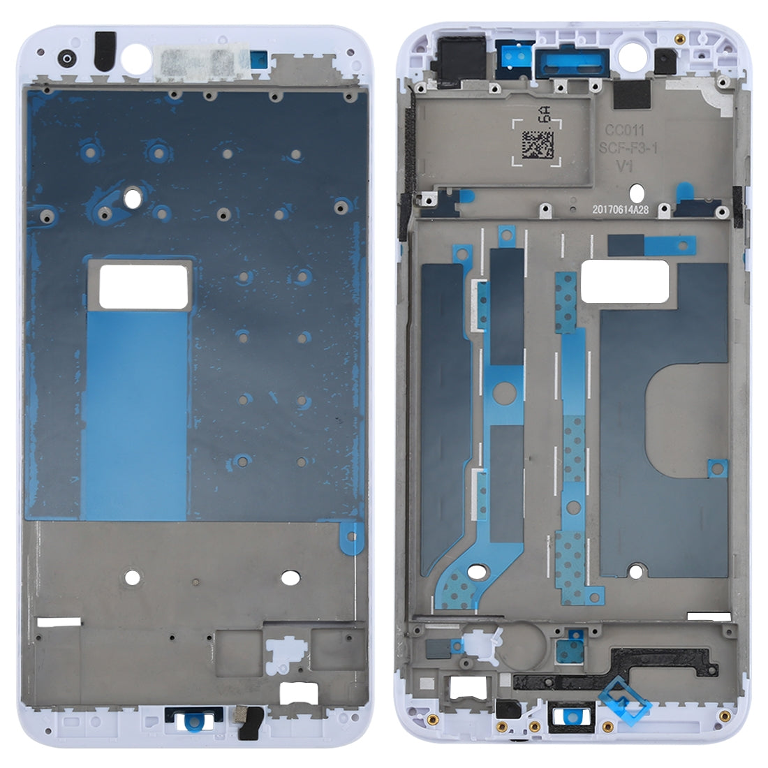 For OPPO A77 / F3 Front Housing LCD Frame Bezel Plate (White)