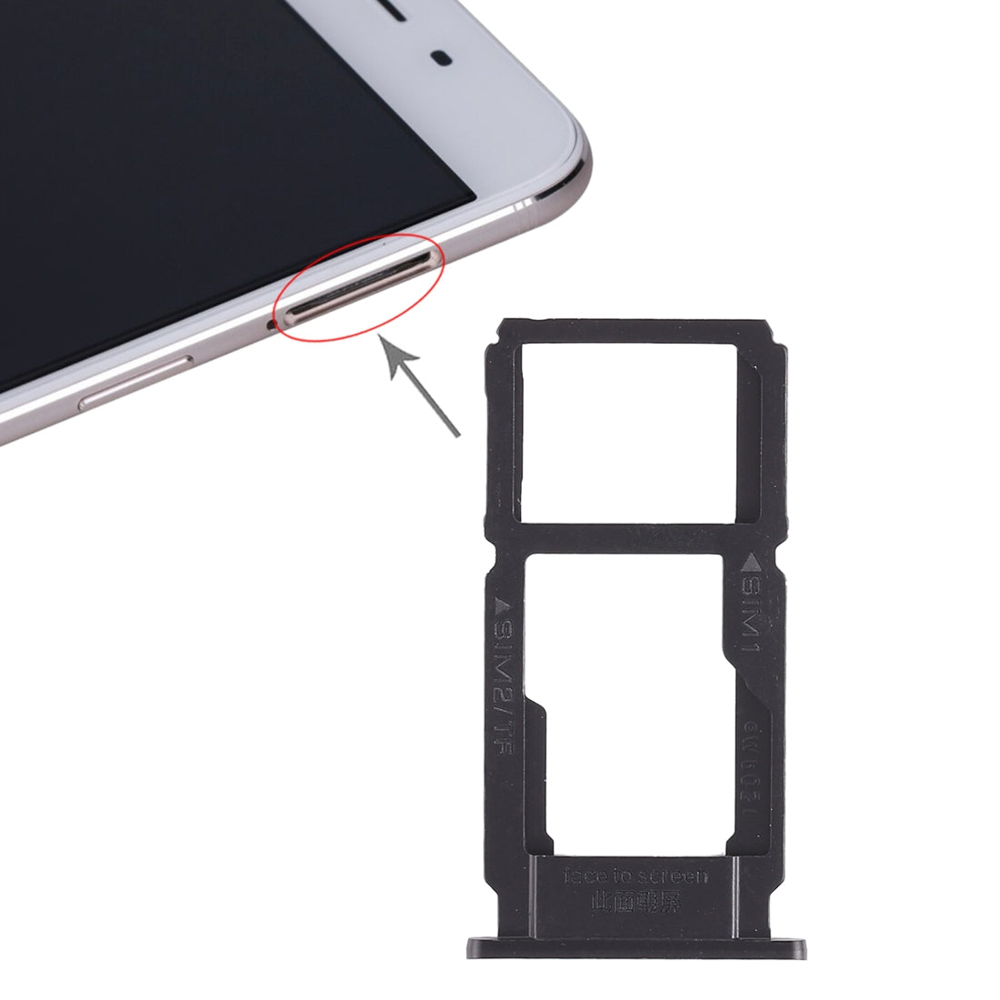 For OPPO R9sk SIM Card Tray + SIM Card Tray / Micro SD Card Tray (Black)