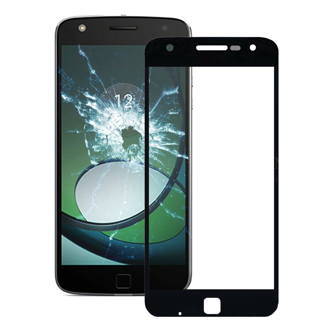 Front Screen Outer Glass Lens for Motorola Moto Z Play / XT1635(Black)