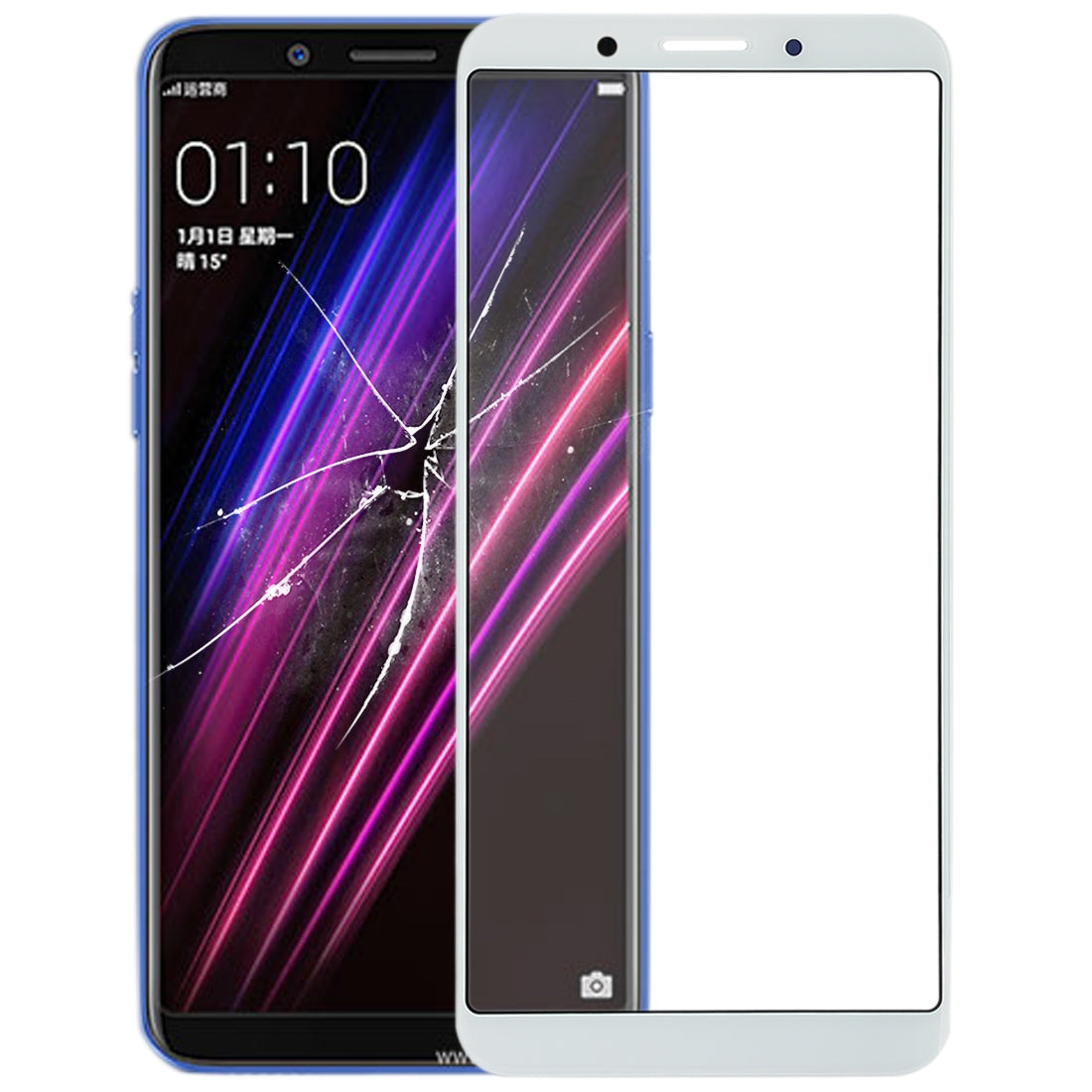 For OPPO A1 Front Screen Outer Glass Lens (White)