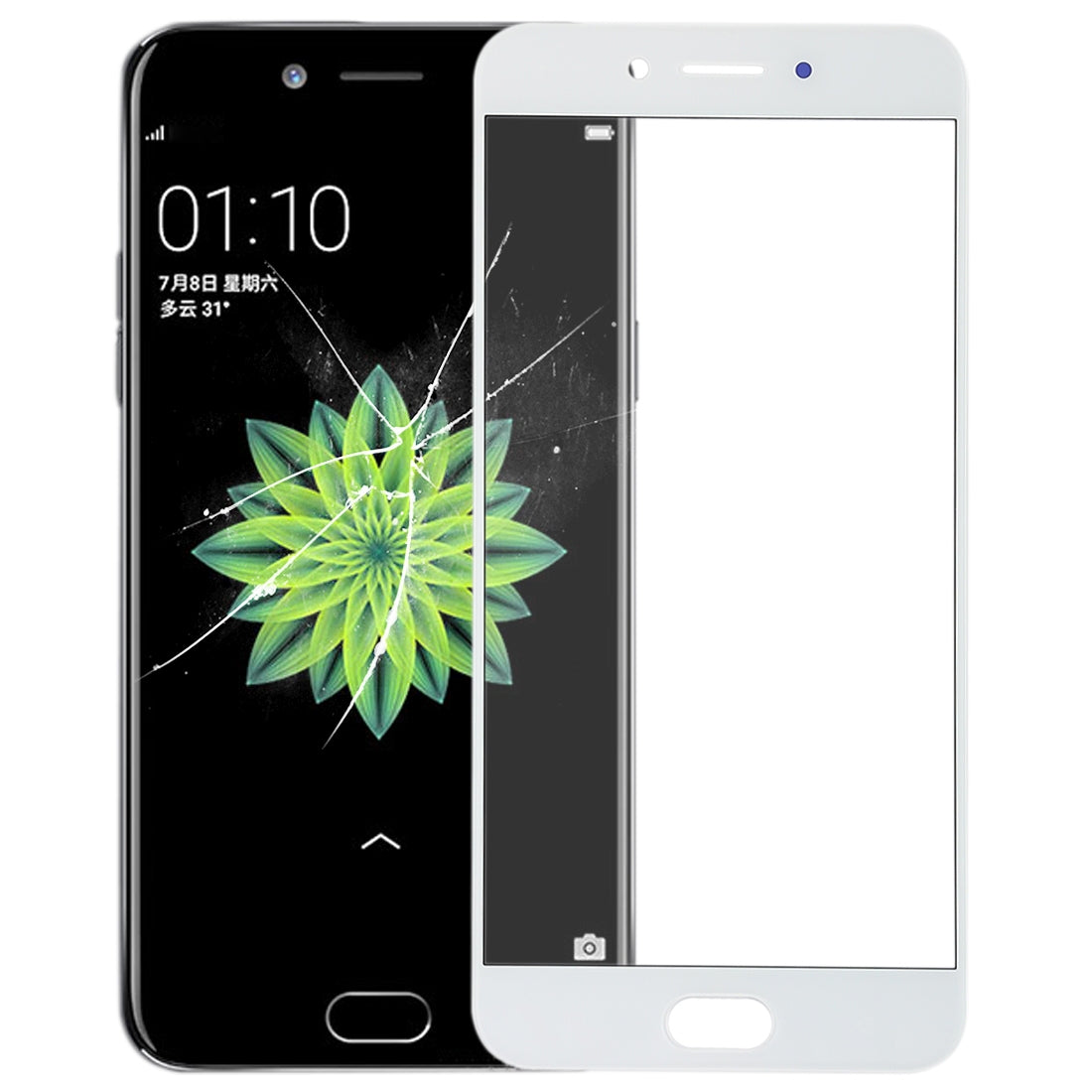 For OPPO A77 / A77T Front Screen Outer Glass Lens (White)