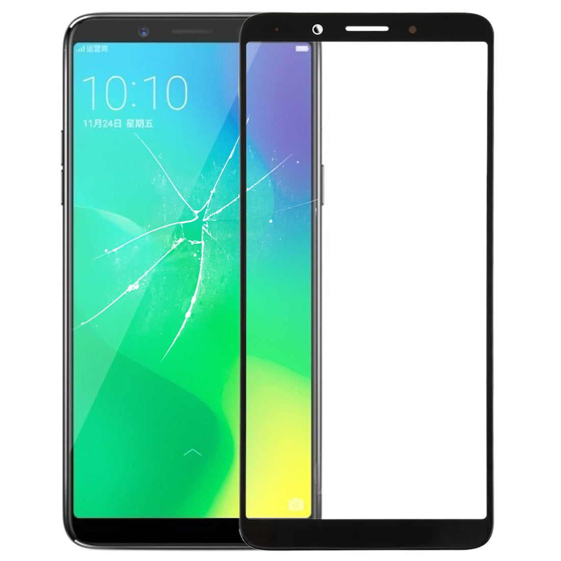 For OPPO A79 Front Screen Outer Glass Lens (Black)
