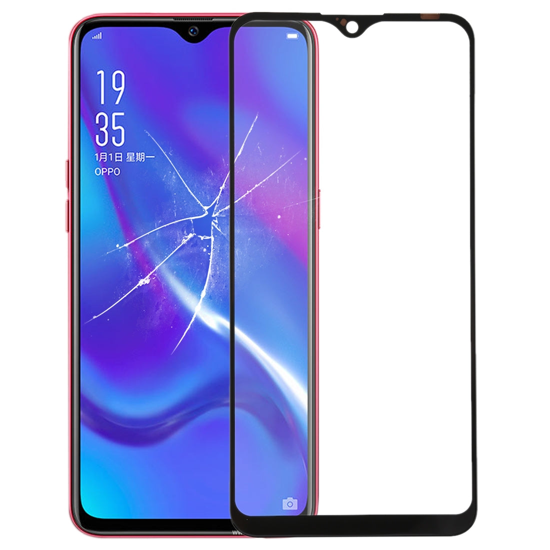 For OPPO K1 Front Screen Outer Glass Lens (Black)