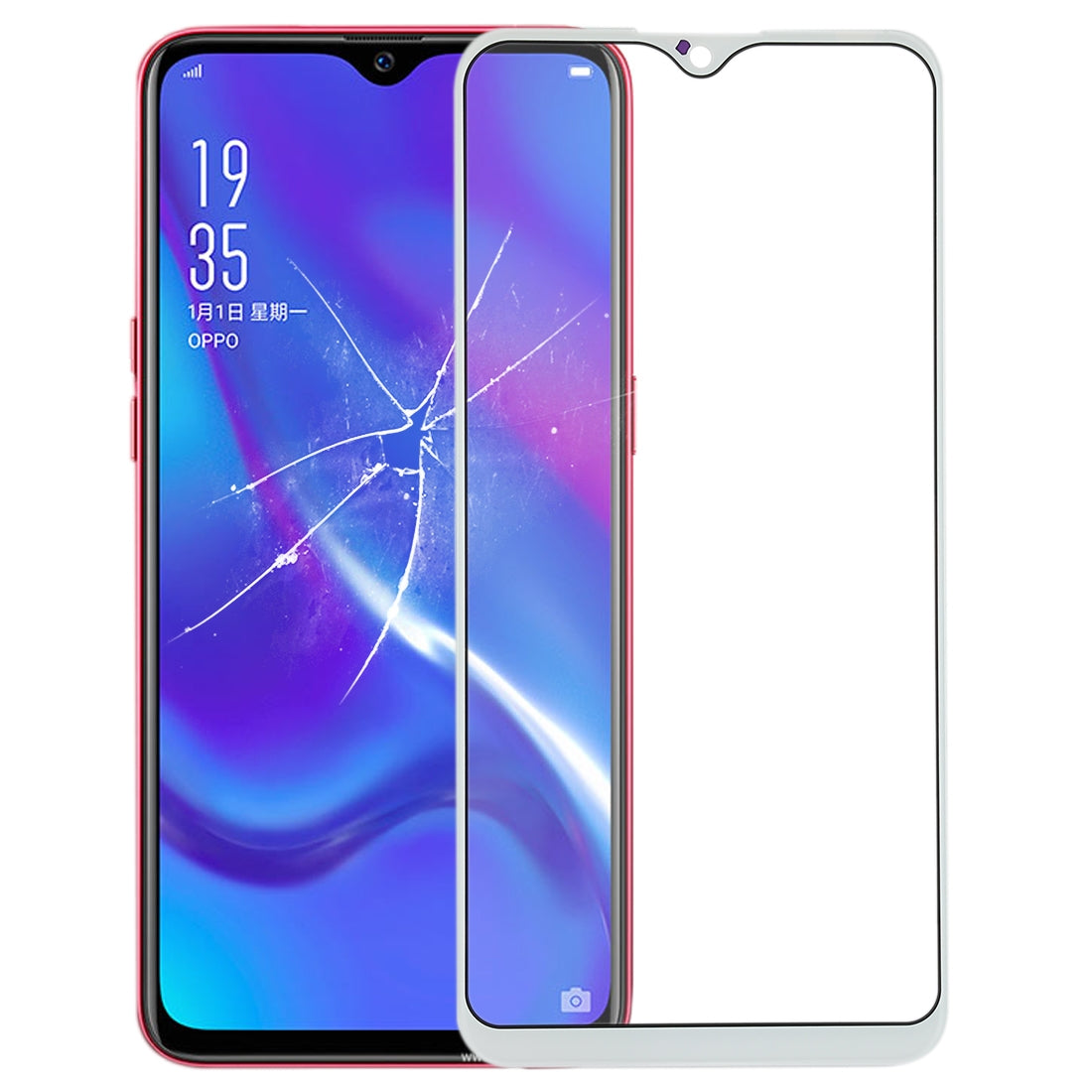 For OPPO K1 Front Screen Outer Glass Lens (White)