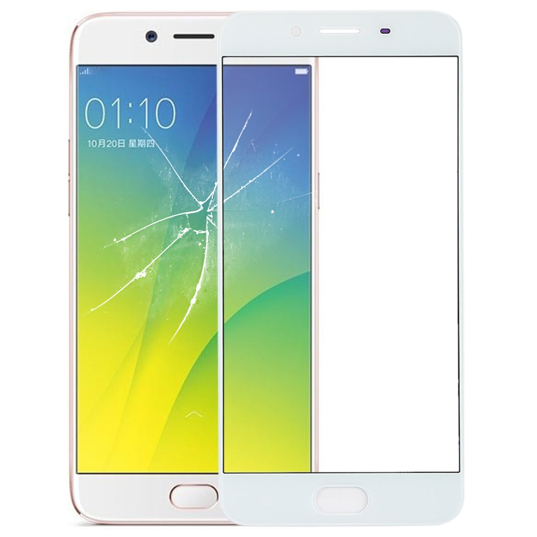 For OPPO R9sk Front Screen Outer Glass Lens (White)