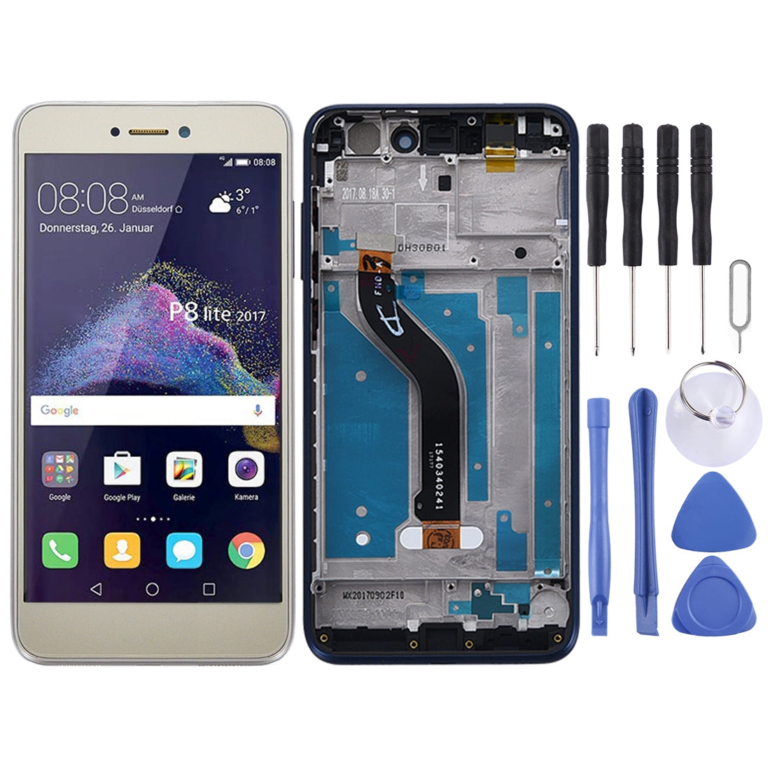 OEM LCD Screen for Huawei P8 Lite (2017) Digitizer Full Assembly with Frame (Gold)