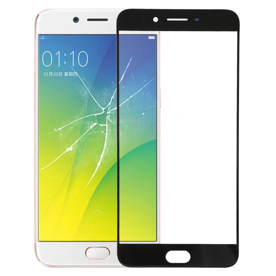 For OPPO R9s Plus Front Screen Outer Glass Lens (Black)