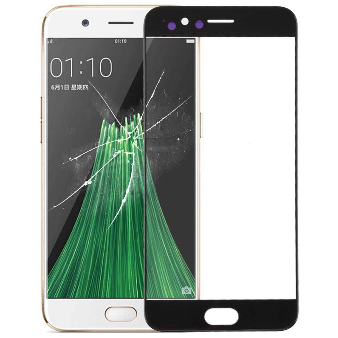 For OPPO R11 Front Screen Outer Glass Lens (Black)