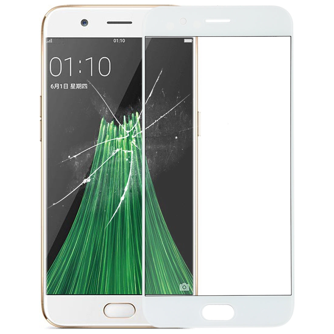 For OPPO R11 Front Screen Outer Glass Lens (White)