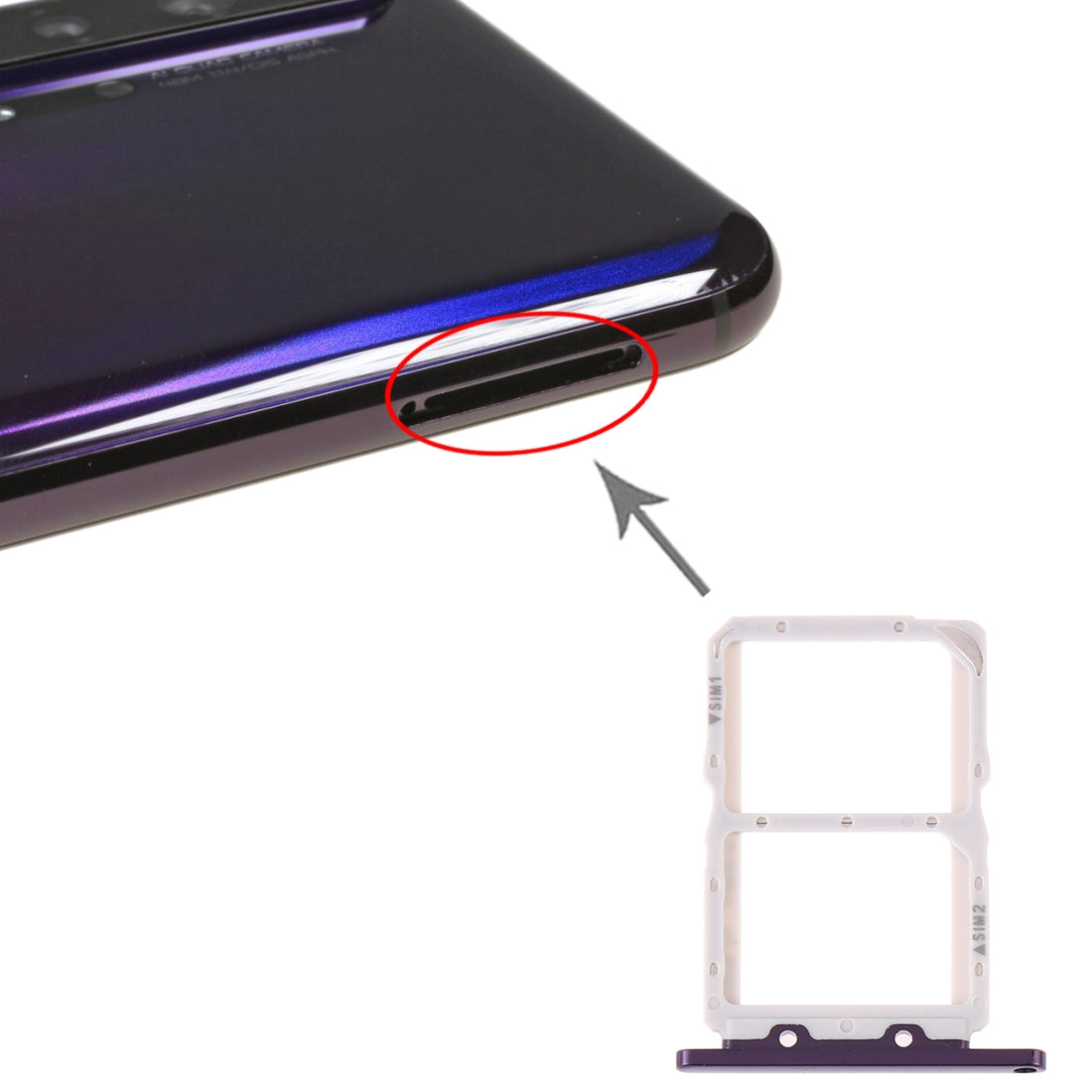 SIM Card Tray + SIM Card Tray for Huawei Honor 20 Pro(Purple)
