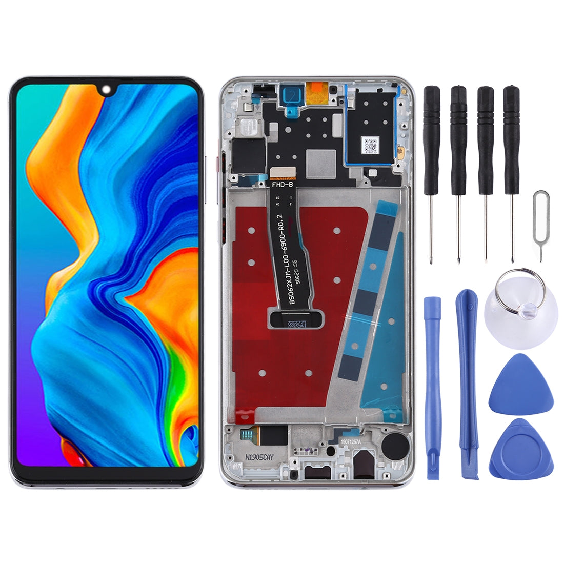 OEM LCD Screen for Huawei P30 Lite / Nova 4e (RAM 6G / High Version) Digitizer Full Assembly with Frame (White)