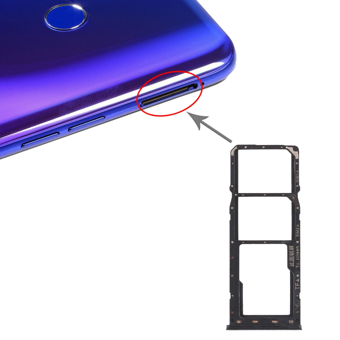 For OPPO Realme 3 Pro / Realme X Lite SIM Card Tray + SIM Card Tray + Micro SD Card Tray (Black)