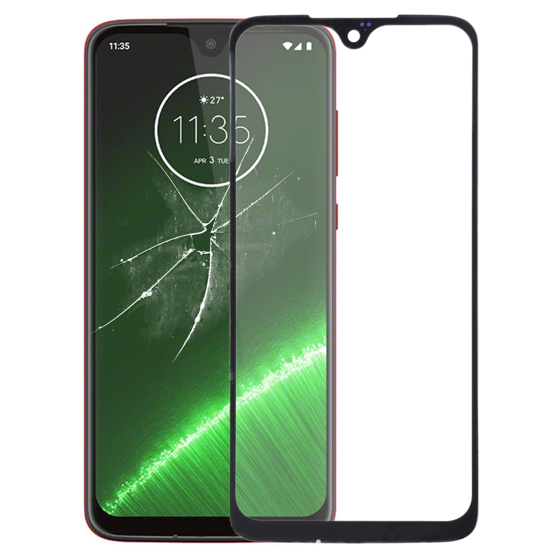 Front Screen Outer Glass Lens for Motorola Moto G7 Plus(Black)