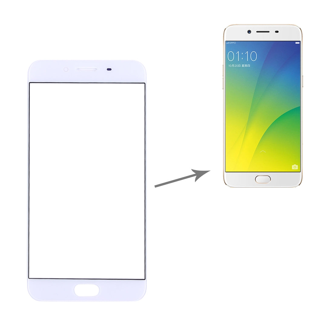 For OPPO R9s Front Screen Outer Glass Lens (White)