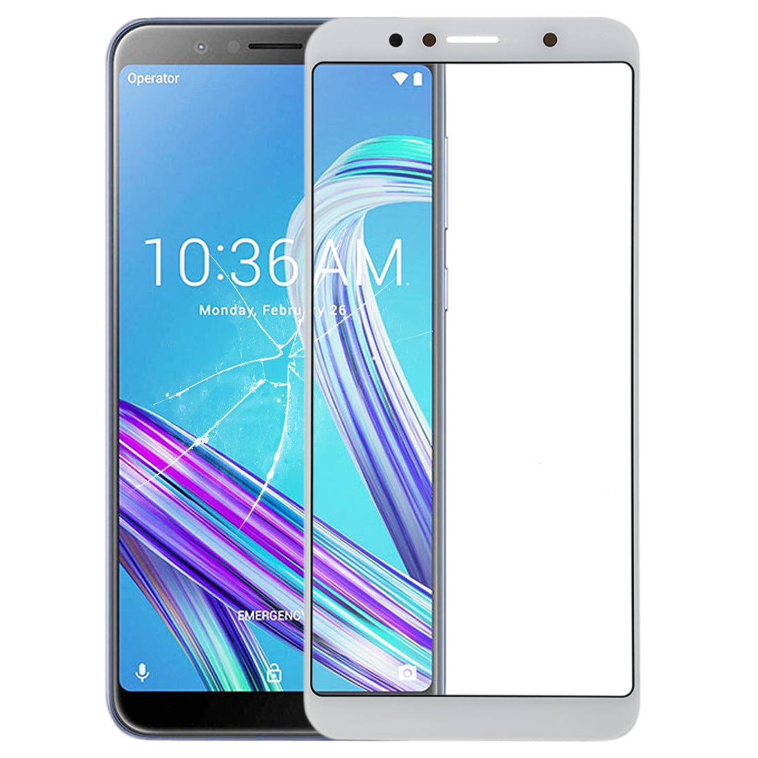 Front Screen Outer Glass Lens for Asus Zenfone Max Pro (M1) ZB601KL / ZB602KL X00TD (White)