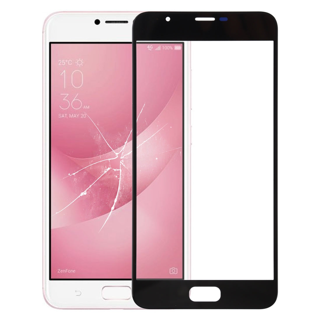 Front Screen Outer Glass Lens for Asus ZenFone 4 Max Plus ZC550TL X015D (Black)