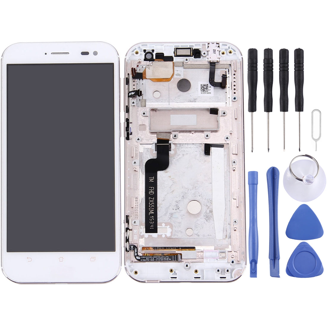 OEM LCD Screen for ASUS ZenFone Zoom 5.5 inch / ZX551ML Digitizer Full Assembly with Frame?White)