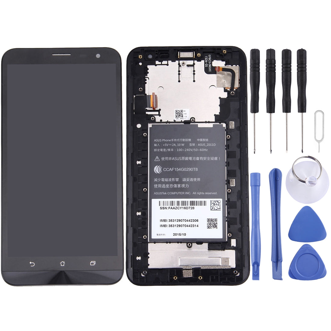 OEM LCD Screen for Asus Zenfone 2 Laser / ZE601KL Digitizer Full Assembly with Frame?Black)