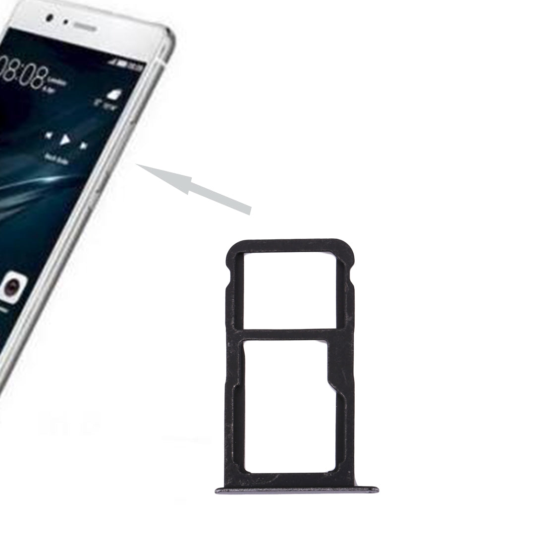 For Huawei P10 Lite SIM Card Tray & SIM / Micro SD Card Tray(Black)
